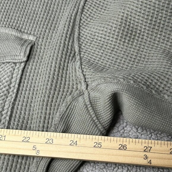 Aerie Lumberjane Shirt Womens M Sage Green Waffle Knit Button Front Shacket - Picture 9 of 12
